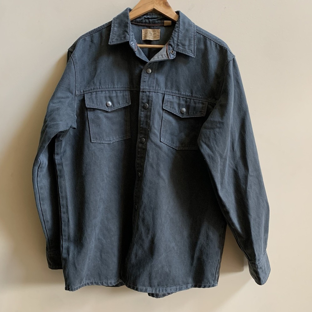Red Head Ranch Willow Springs Snap Front Shirt Jacket Size Large Gray Cotton